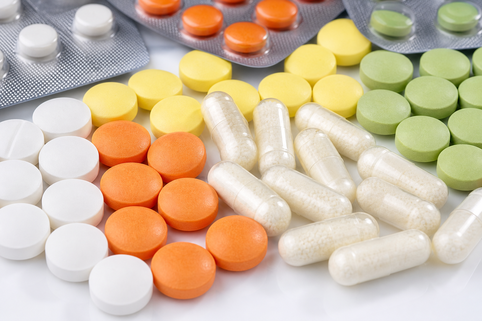Comprimés et gélules pharmaceutiques — conditionnement pilulier et blister