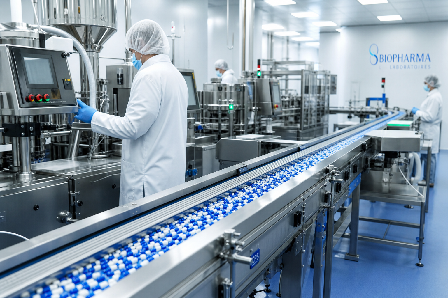 Unité de fabrication pharmaceutique GMP en France — ligne de production capsules